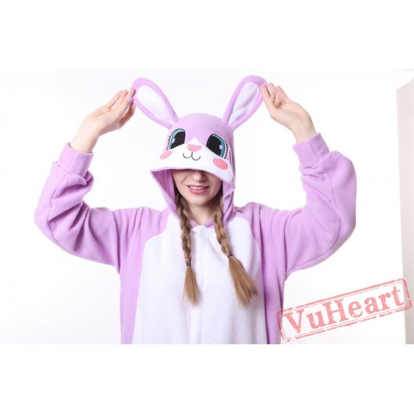 Kigurumi | White Purple Rabbit Kigurumi Onesies - Adult Animal Onesies