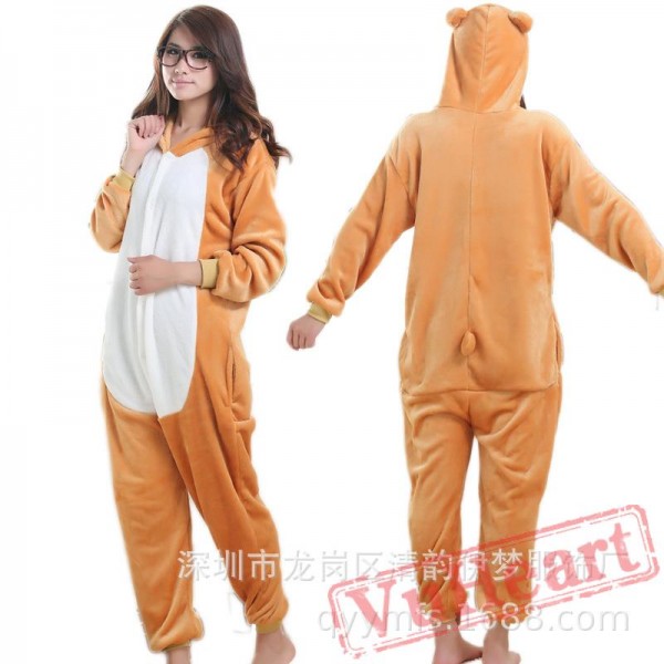 Flannel Cartoon Bear Onesies Pajamas Homewear