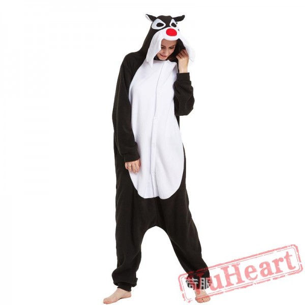 Adult Black Wolf Onesie Pajamas / Costumes for Women & Men