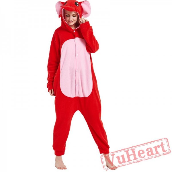 Adult Red Elephant Onesie Pajamas / Costumes for Women & Men