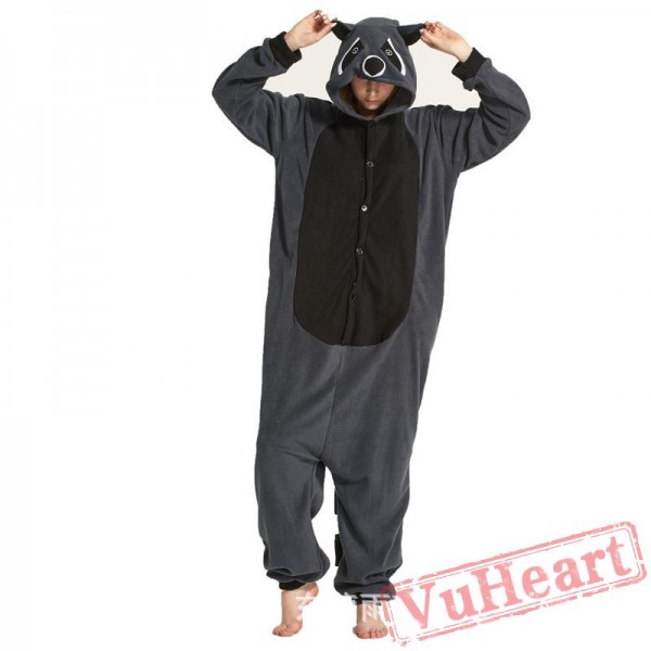 Adult Gray Raccoons Onesie Pajamas / Costumes for Women & Men