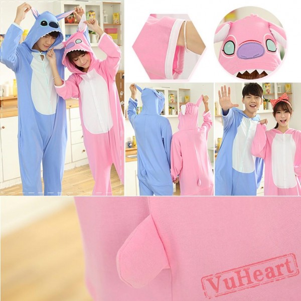 Spring & Autumn Pink Stitch Kigurumi Onesies Pajamas for Women & Men