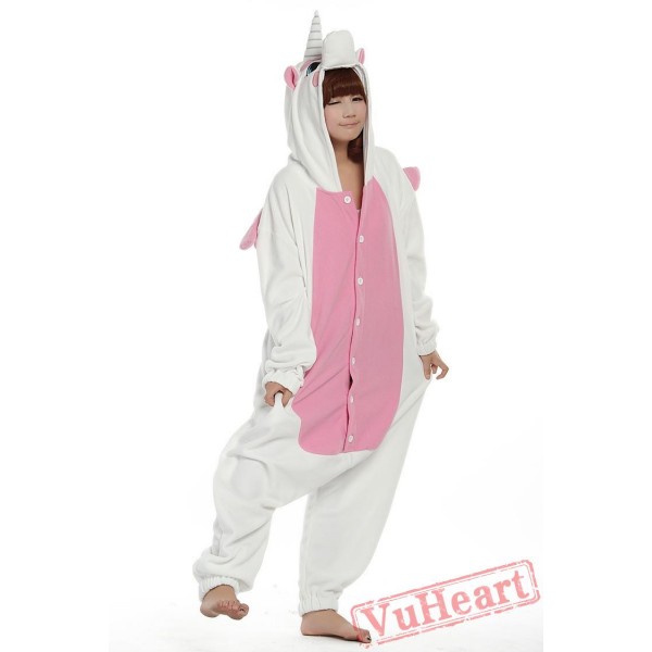 White & Pink Unicorn Kigurumi Onesies Pajamas Costumes for Women & Men