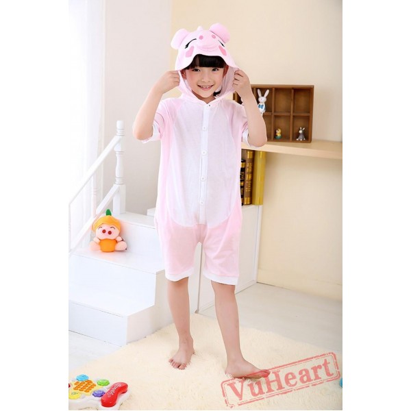 Pink Pig Summer Kigurumi Onesies Pajamas Costumes for Boys & Girls