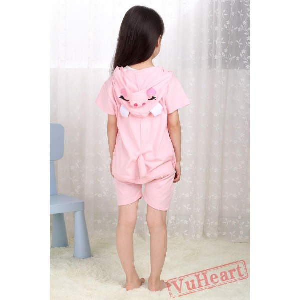 Pink Pig Summer Kigurumi Onesies Pajamas Costumes for Boys & Girls