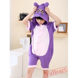 Cartoon Purple Cat Summer Kigurumi Onesies Pajamas Costumes for Boys & Girls