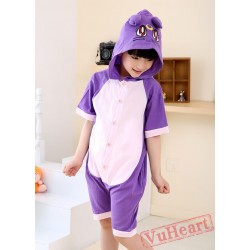 Cartoon Purple Cat Summer Kigurumi Onesies Pajamas Costumes for Boys & Girls