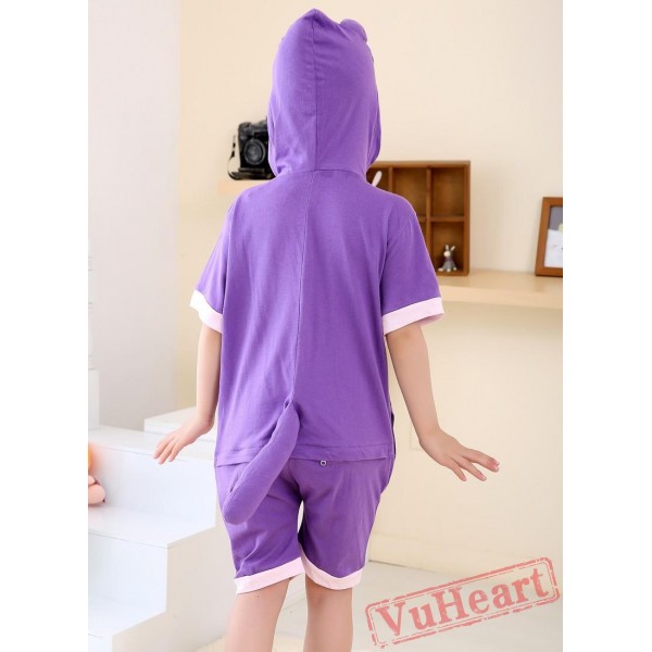 Cartoon Purple Cat Summer Kigurumi Onesies Pajamas Costumes for Boys & Girls