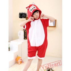 Cartoon Red Fox Summer Kigurumi Onesies Pajamas Costumes for Boys & Girls