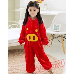 Red Pig Kigurumi Onesies Pajamas Costumes for Boys & Girls