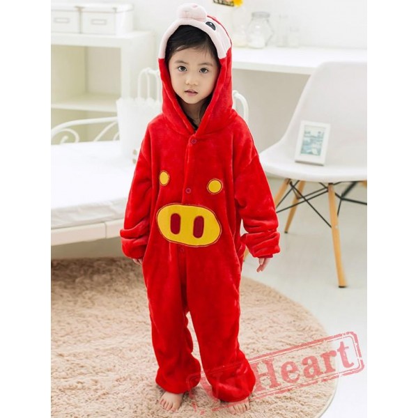 Red Pig Kigurumi Onesies Pajamas Costumes for Boys & Girls