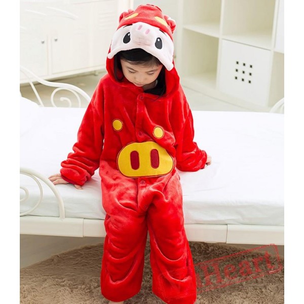 Red Pig Kigurumi Onesies Pajamas Costumes for Boys & Girls