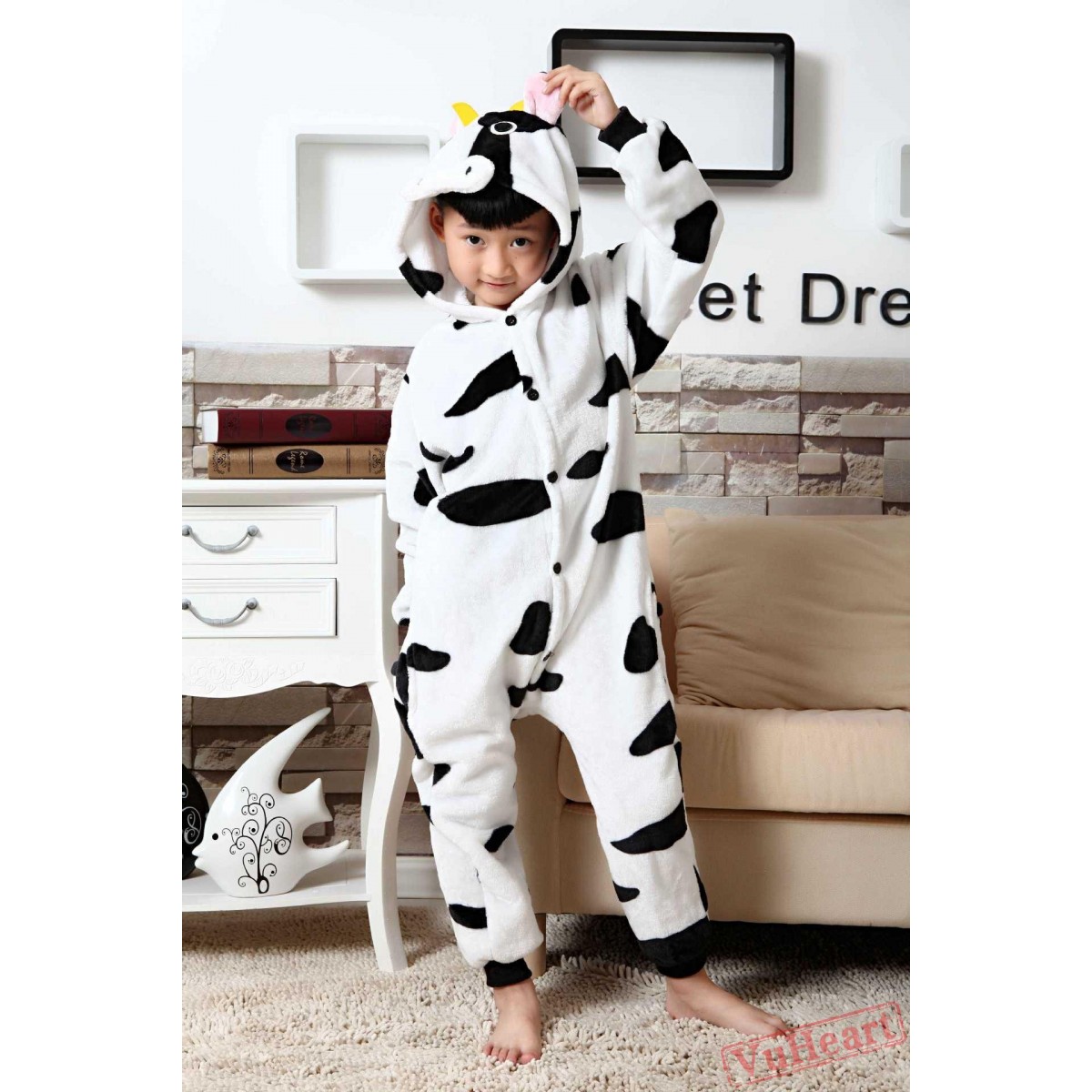 Boys & Girls Cow Kigurumi Onesies Pajamas Costumes
