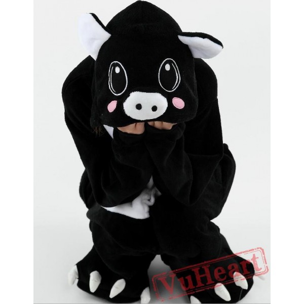 Black Pig Kigurumi Onesies Pajamas Costumes for Boys & Girls Halloween