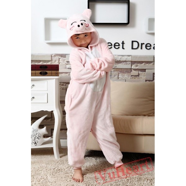 Pink Pig Kigurumi Onesies Pajamas Costumes for Boys & Girls Halloween