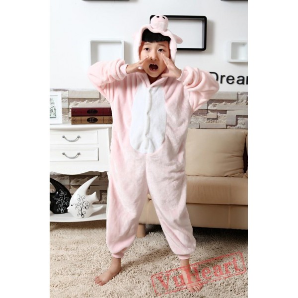 Pink Pig Kigurumi Onesies Pajamas Costumes for Boys & Girls Halloween