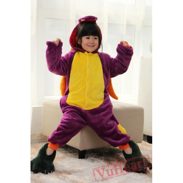 Purple Spyro The Dragon Kigurumi Onesies Pajamas Costumes for Boys & Girls