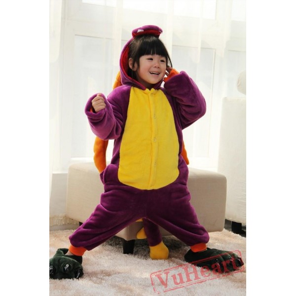 Purple Spyro The Dragon Kigurumi Onesies Pajamas Costumes for Boys & Girls