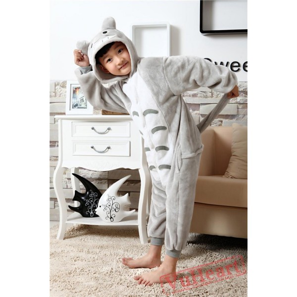 Grey Totoro Kigurumi Onesies Pajamas Costumes for Boys & Girls Winter Pajamas