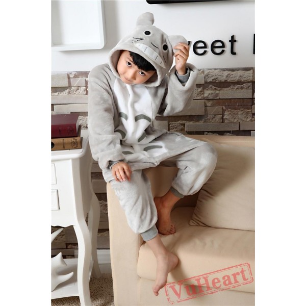 Grey Totoro Kigurumi Onesies Pajamas Costumes for Boys & Girls Winter Pajamas