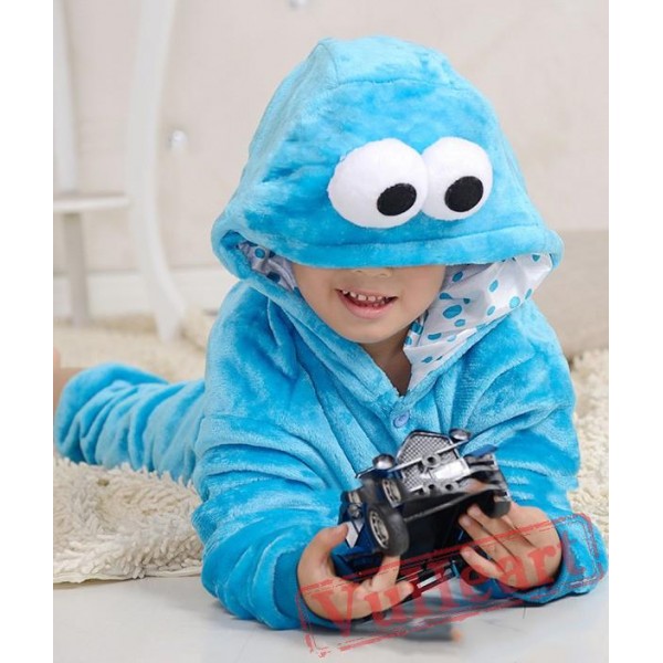 Sesame Street Cookie Blue Monster Kigurumi Onesies Pajamas Costumes for Boys & Girls