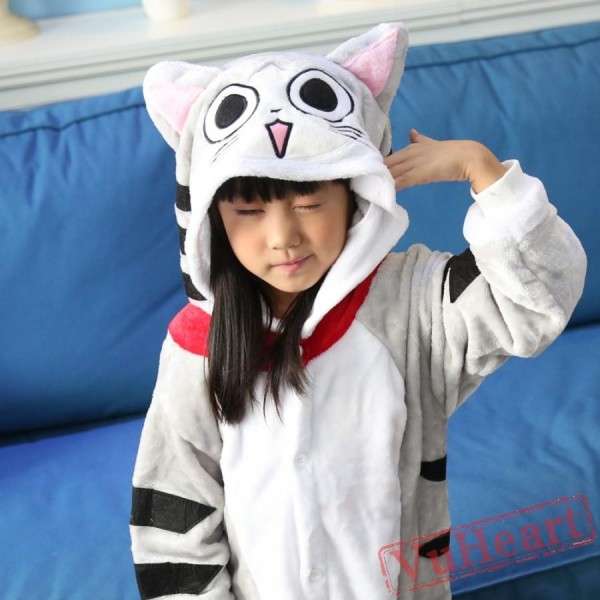 Grey Chi's Cat Kigurumi Onesies Pajamas Costumes for Boys & Girls Winter