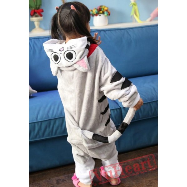 Grey Chi's Cat Kigurumi Onesies Pajamas Costumes for Boys & Girls Winter