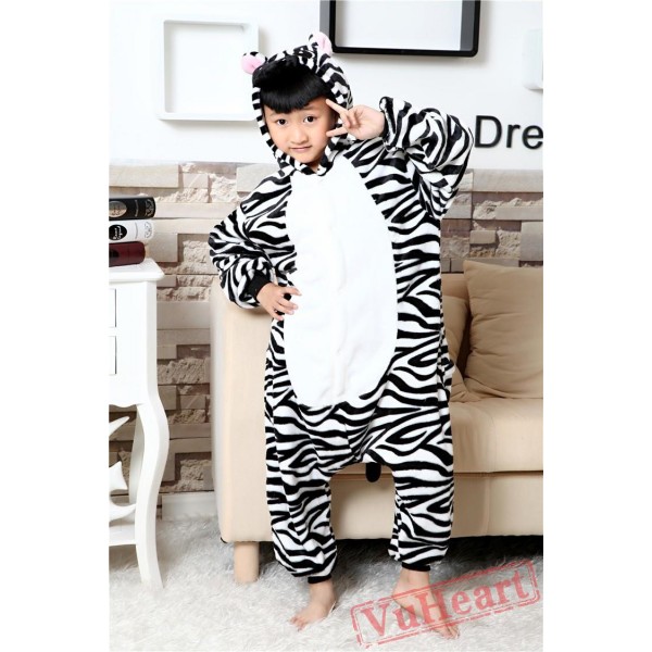 Zebra Kigurumi Onesies Pajamas Costumes for Boys & Girls Winter