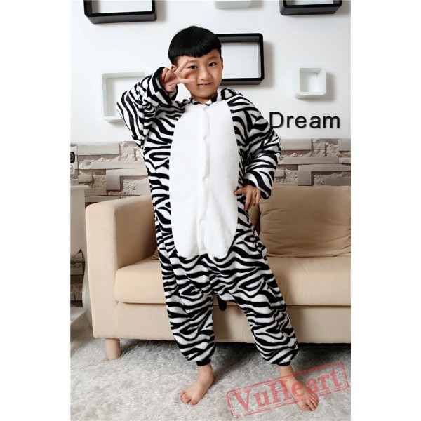 Zebra Kigurumi Onesies Pajamas Costumes for Boys & Girls Winter