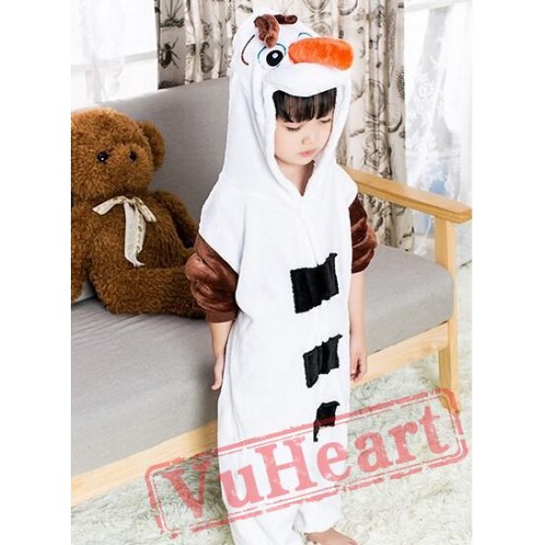 Frozen Olaf Snowman Kigurumi Onesies Pajamas Costumes for Boys & Girls Winter