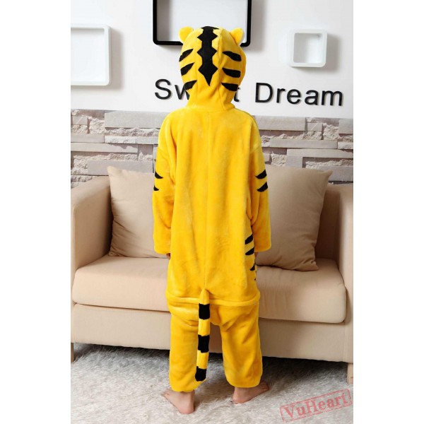 Yellow Tiger Kigurumi Onesies Pajamas Costumes for Boys & Girls Winter