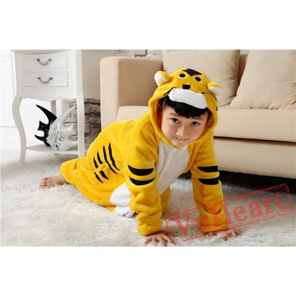 Yellow Tiger Kigurumi Onesies Pajamas Costumes for Boys & Girls Winter