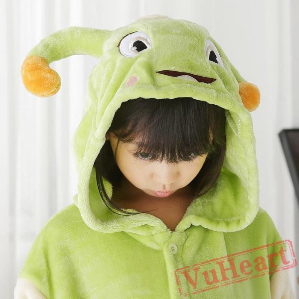 Green Caterpillar Worm Tangbao Kigurumi Onesies Pajamas Costumes for Boys & Girls