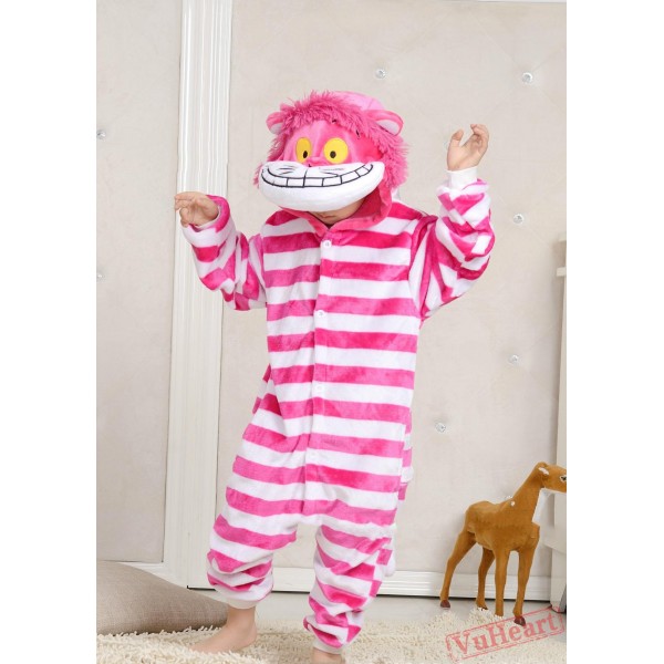 Cartoon Pink Cheshire Cat Kigurumi Onesies Pajamas Costumes for Boys & Girls Winter