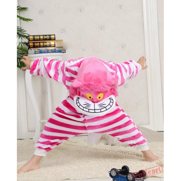 Cartoon Pink Cheshire Cat Kigurumi Onesies Pajamas Costumes for Boys & Girls Winter