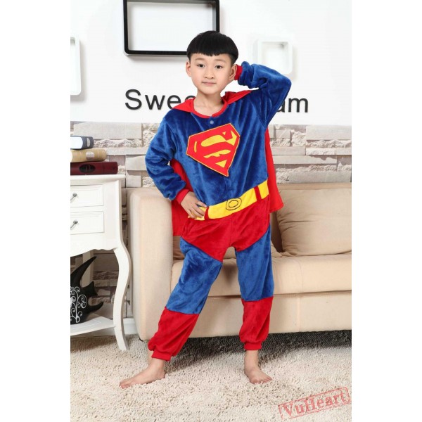 Super Hero Superman Kigurumi Onesies Pajamas Costumes for Boys & Girls Halloween