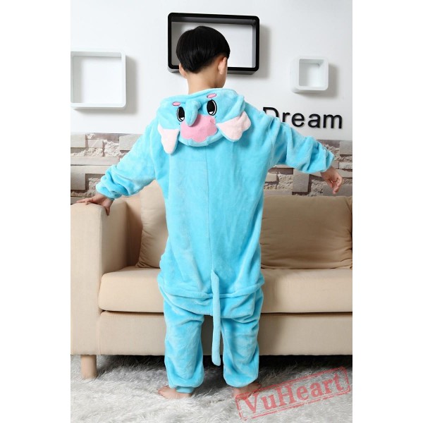 Blue Elephant Dumbo Kigurumi Onesies Pajamas Costumes for Boys & Girls