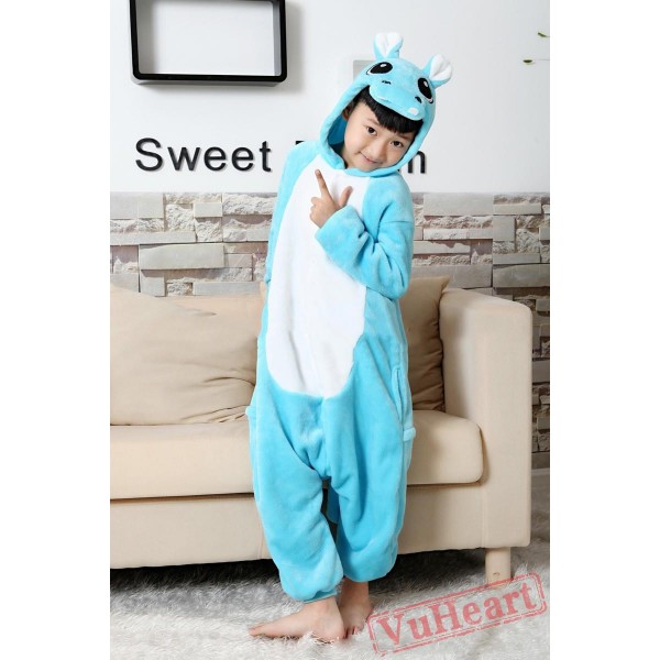 Blue Hippo Kigurumi Onesies Pajamas Costumes for Boys & Girls