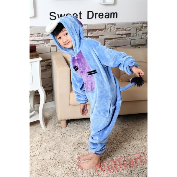 Blue Eeyore Donkey Kigurumi Onesies Pajamas Costumes for Boys & Girls Winter