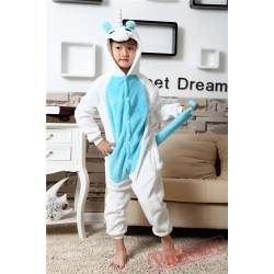 Blue Unicorn Kigurumi Onesies Pajamas Costumes for Boys & Girls Winter