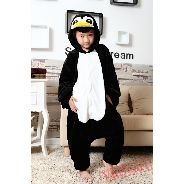 Black Penguin Kigurumi Onesies Pajamas Costumes for Boys & Girls Winter