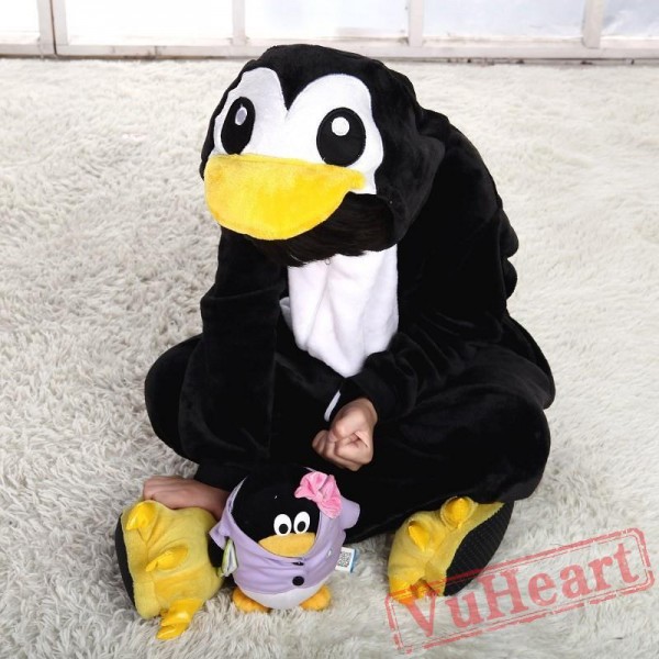 Black Penguin Kigurumi Onesies Pajamas Costumes for Boys & Girls Winter