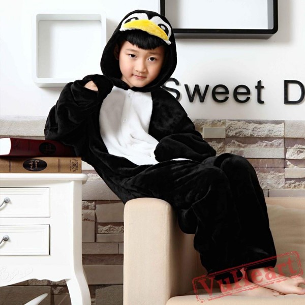 Black Penguin Kigurumi Onesies Pajamas Costumes for Boys & Girls Winter