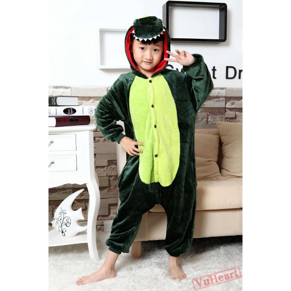 Green Dinosaur Kigurumi Onesies Pajamas Costumes for Boys & Girls