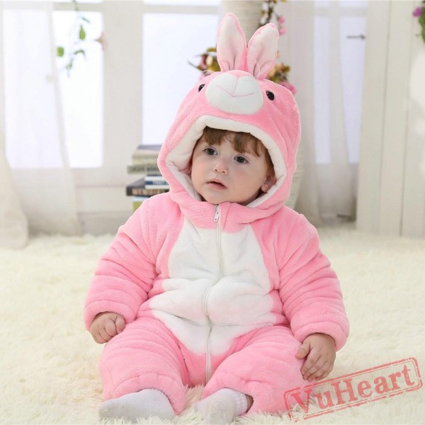 Pink Rabbit Kigurumi Onesies Pajamas Costumes Winter Pajamas for Baby