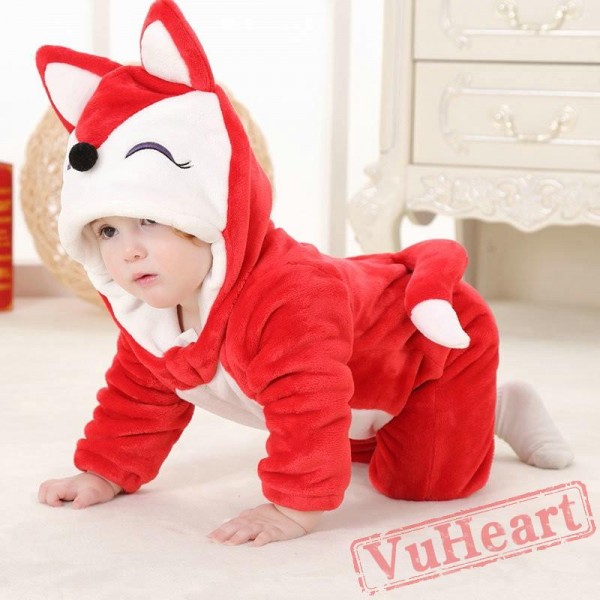 Red Fox Cartoon Kigurumi Onesies Pajamas Toddler Pajamas for Baby