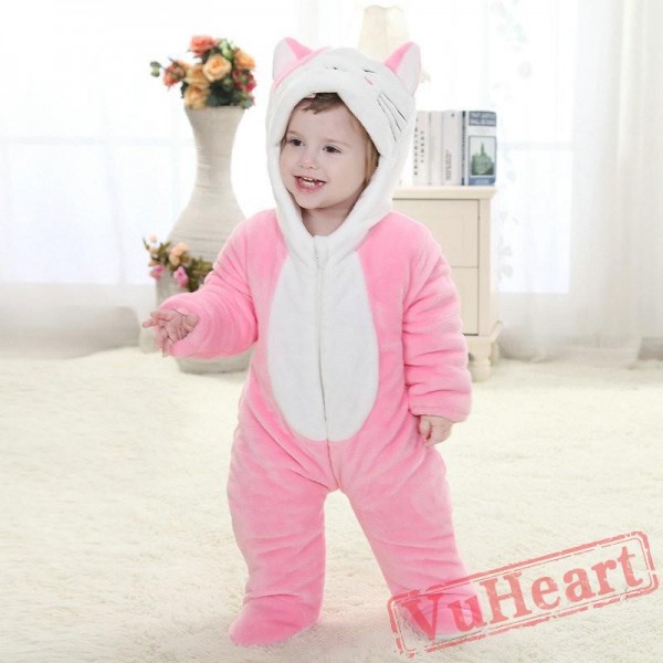 Pink Cat Kitty Kigurumi Onesies Pajamas Costumes Cartoon Pajamas for Baby