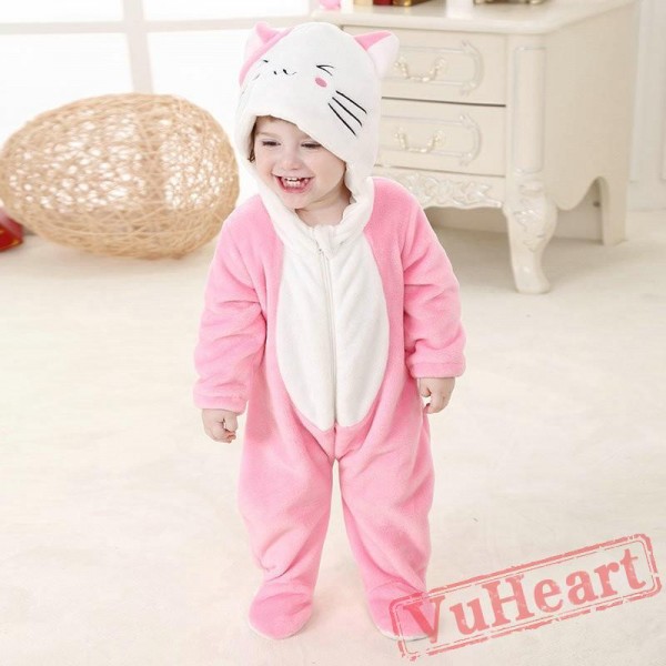 Pink Cat Kitty Kigurumi Onesies Pajamas Costumes for Baby