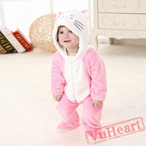 Pink Cat Kitty Kigurumi Onesies Pajamas Costumes for Baby