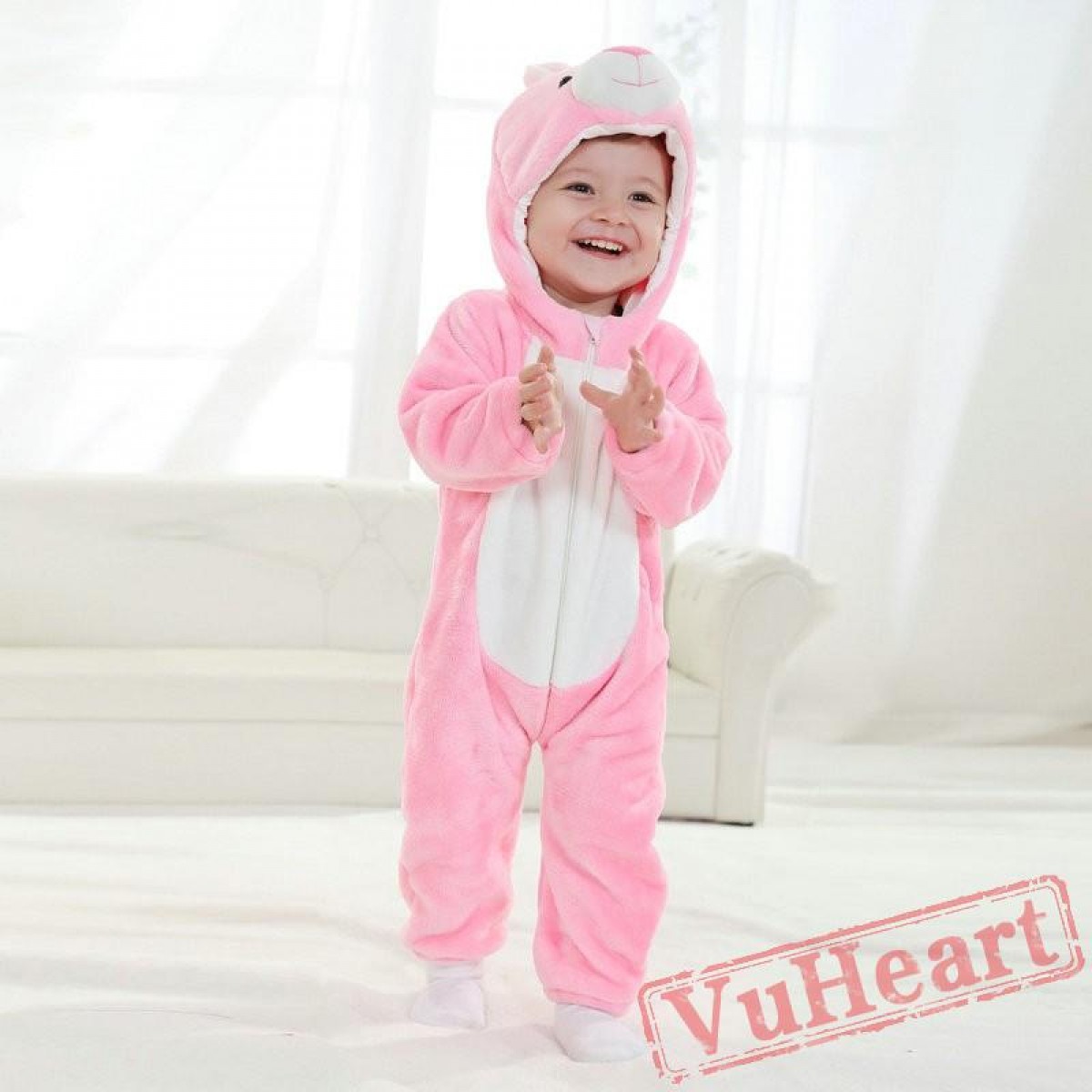 Baby Pink Bunny Kigurumi Onesies Pajamas Costumes Spring Pajamas